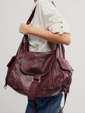NWT Free People Leigh Distressed Hobo Blackberry